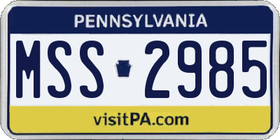 PA license plate MSS2985