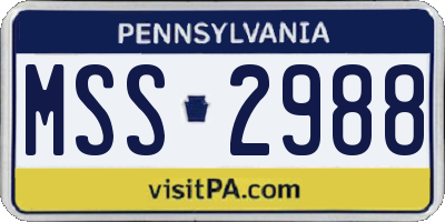 PA license plate MSS2988