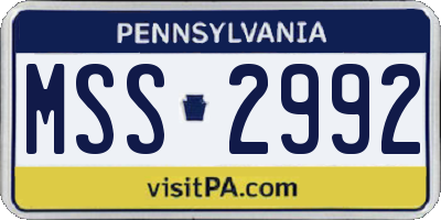 PA license plate MSS2992