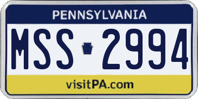 PA license plate MSS2994