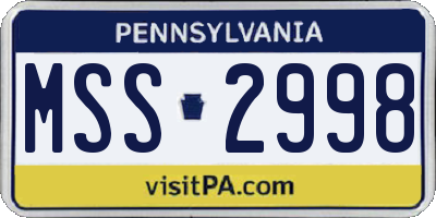 PA license plate MSS2998