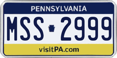 PA license plate MSS2999