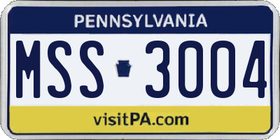 PA license plate MSS3004