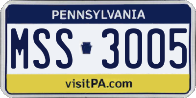 PA license plate MSS3005