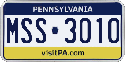 PA license plate MSS3010