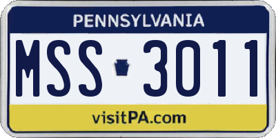 PA license plate MSS3011