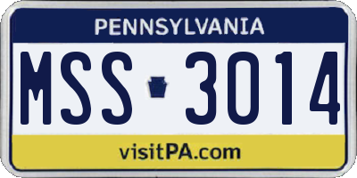 PA license plate MSS3014