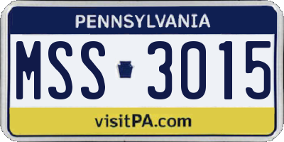 PA license plate MSS3015