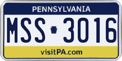 PA license plate MSS3016