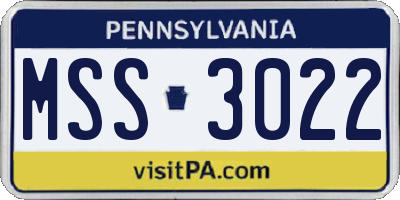 PA license plate MSS3022