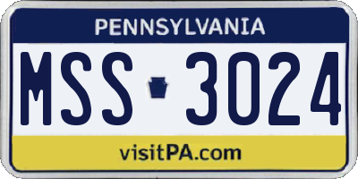 PA license plate MSS3024