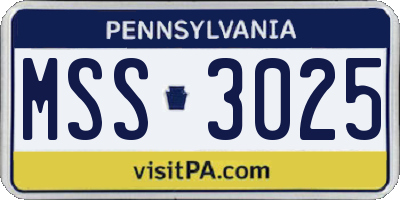 PA license plate MSS3025