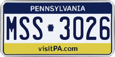 PA license plate MSS3026