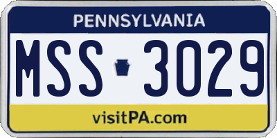 PA license plate MSS3029