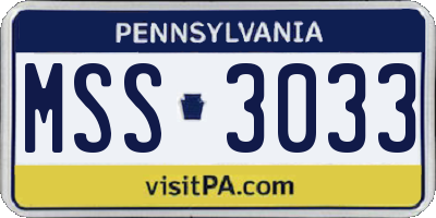 PA license plate MSS3033