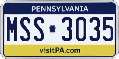 PA license plate MSS3035