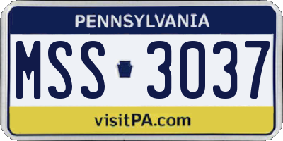 PA license plate MSS3037