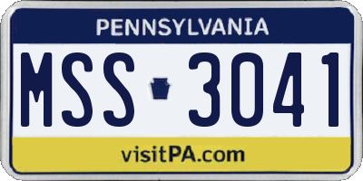 PA license plate MSS3041