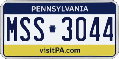 PA license plate MSS3044