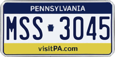 PA license plate MSS3045