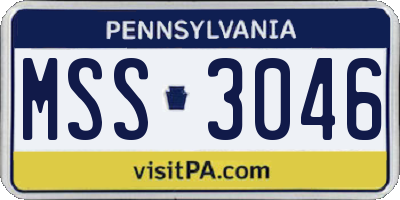 PA license plate MSS3046