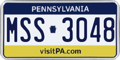 PA license plate MSS3048