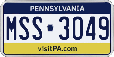 PA license plate MSS3049