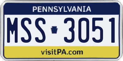 PA license plate MSS3051