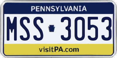 PA license plate MSS3053