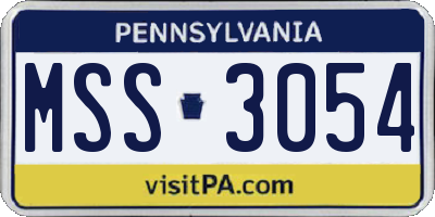 PA license plate MSS3054