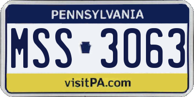 PA license plate MSS3063