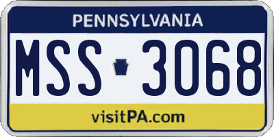 PA license plate MSS3068