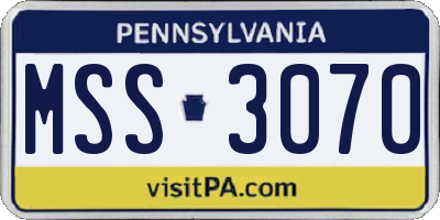 PA license plate MSS3070
