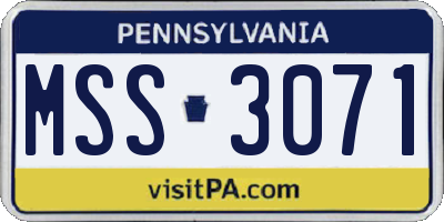 PA license plate MSS3071