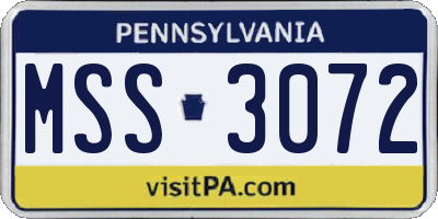 PA license plate MSS3072