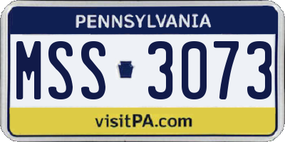 PA license plate MSS3073