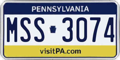 PA license plate MSS3074