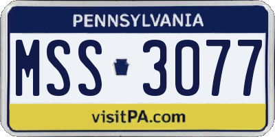 PA license plate MSS3077