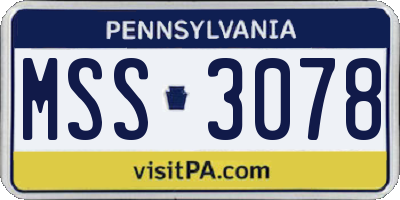 PA license plate MSS3078