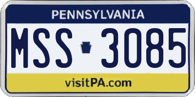 PA license plate MSS3085