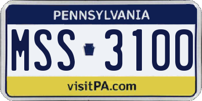 PA license plate MSS3100