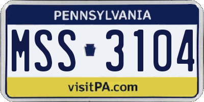 PA license plate MSS3104