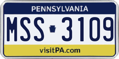 PA license plate MSS3109