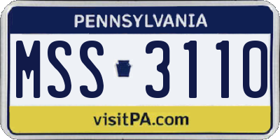 PA license plate MSS3110