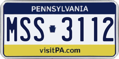 PA license plate MSS3112