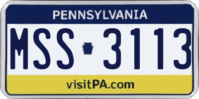 PA license plate MSS3113