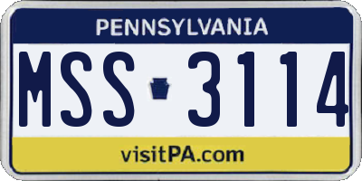 PA license plate MSS3114