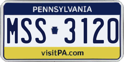 PA license plate MSS3120