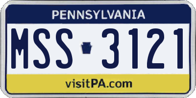 PA license plate MSS3121