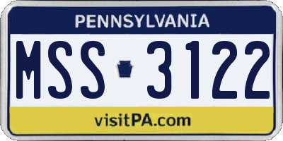PA license plate MSS3122